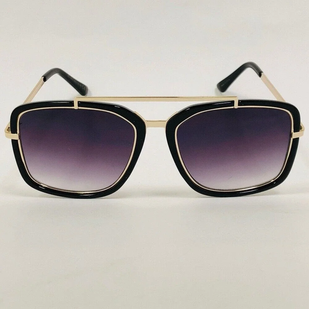Designer‎ Oversized Square Pilot Sunglasses Metal Bar Retro Men Lentes Gafas New